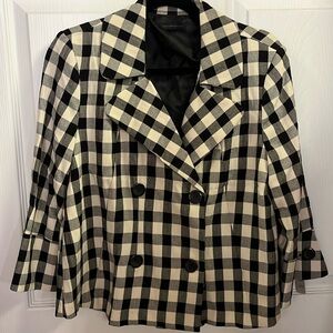 Vintage NWT Checkered Black and White Women's Blazer Jacket Size 10 by Courtenay